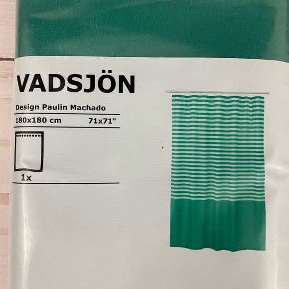IKEA VADSJON Shower Curtain Green and White 71"x 71" Shower Bathroom Tub - Picture 3 of 6